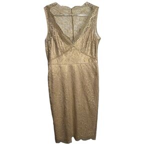 BCBG Maxazria Elegant Gold Lace Dress